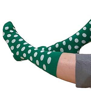 white dots men''s green socks