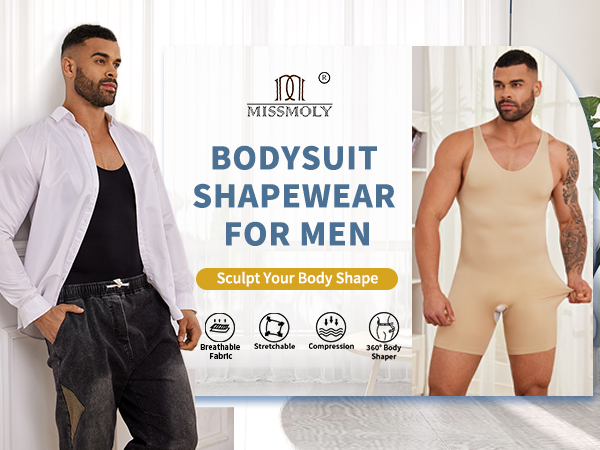 Mens Full Body Shaper Tummy Control Shapewear Bodysuit Slimming Underwear Tank Top Fajas Para Hombre