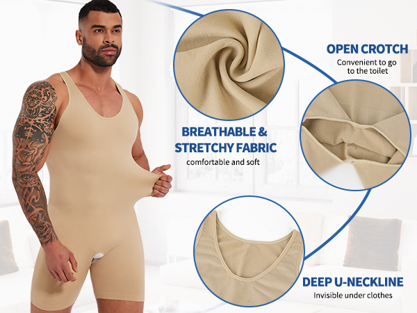 Mens Full Body Shaper Tummy Control Shapewear Bodysuit Slimming Underwear Tank Top Fajas Para Hombre