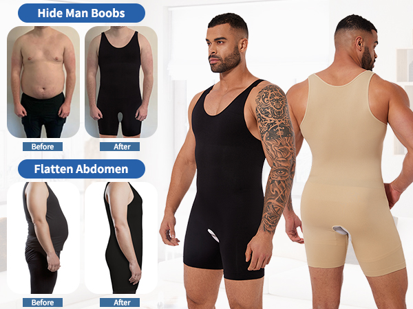 Mens Full Body Shaper Tummy Control Shapewear Bodysuit Slimming Underwear Tank Top Fajas Para Hombre