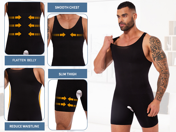 Mens Full Body Shaper Tummy Control Shapewear Bodysuit Slimming Underwear Tank Top Fajas Para Hombre