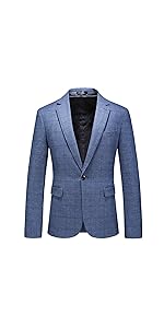 Mens Plaid Blazer Jacket Tweed Sports Coat Slim Fit Casual Single Breasted