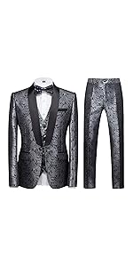 Mens Suits Regular Fit 3 Piece Skinny Tuxedo Blazer Waistcoat Pants Shawl Lapel