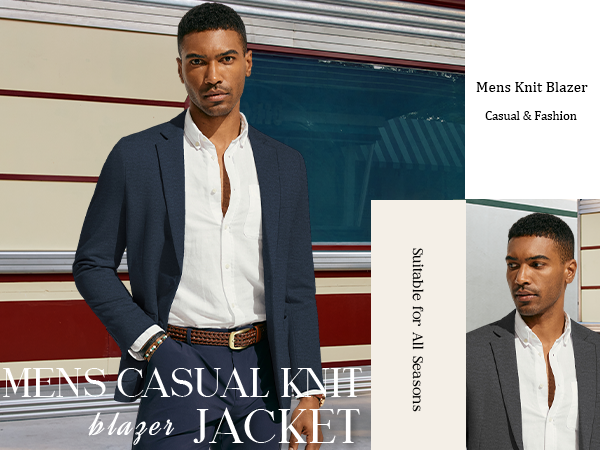 mens casual knit blazer lightweight