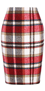 wine plaid skirt