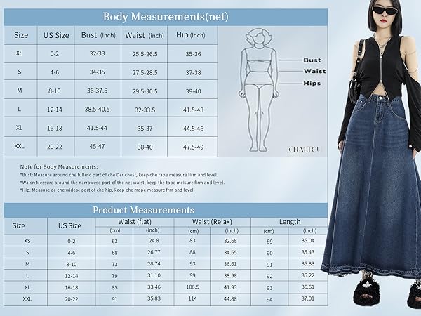 y2k long denim skirt for women fashion