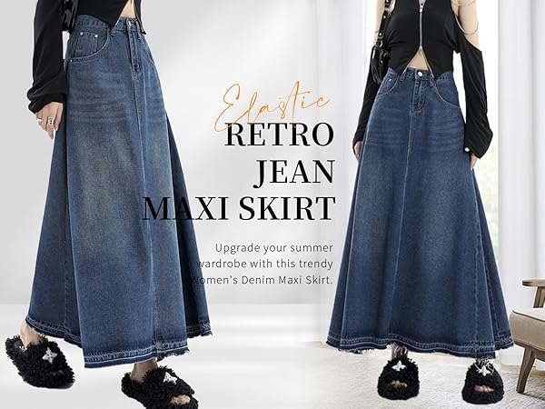 Y2k maxi denim skirt