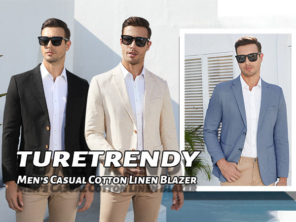Casual Blazer Linen Sport Coat Two Button Lightweight Jackets Business Daily Suit