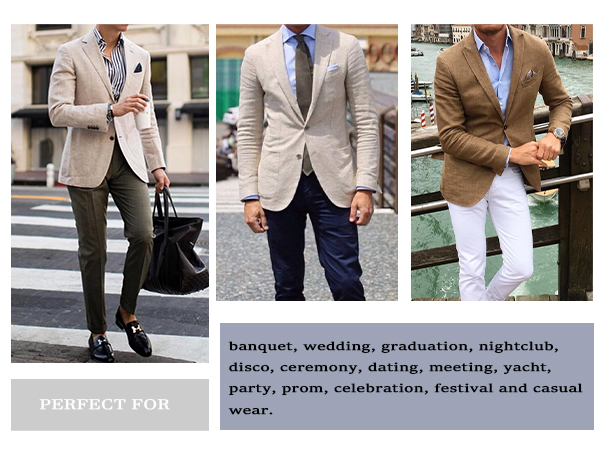 Casual Blazer Linen Sport Coat Two Button Lightweight Jackets Business Daily Suit