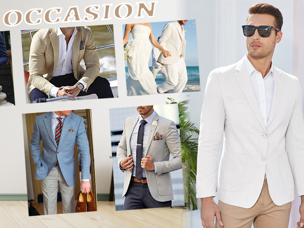 Casual Blazer Linen Sport Coat Two Button Lightweight Jackets Business Daily Suit