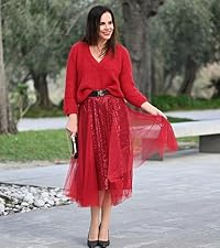 red midi skirt