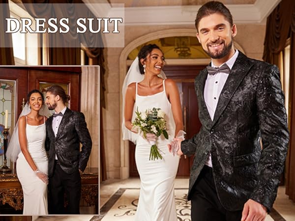 COOFANDY Men''s Floral Tuxedo Jacket Rose Embroidered Suit Jacket Wedding Prom Dinner Party Blazer