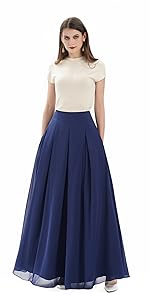 Navy Blue Chiffon Skirts