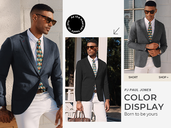 PJ PAUL JONES Men''s Casual Blazer Slim Fit Suit Jackets Two Button Sport Coats