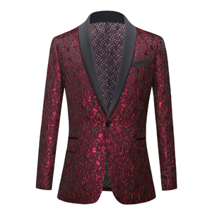 Men Floral Blazer Suit Jacket