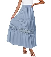 Lace Trim Tiered Midi Skirt