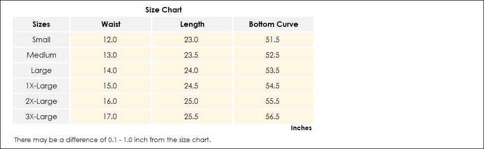 Women''s midi skirt size chart
