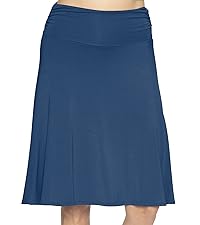 Women''s Knee Length Flowy Skirt w. Side Ruching