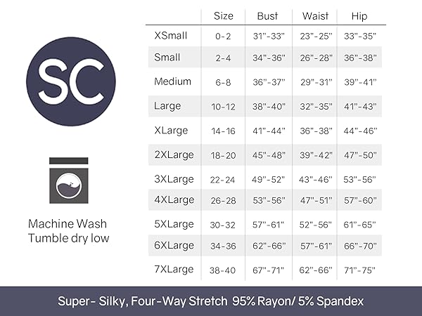 Universal Women''s Rayon size Chart