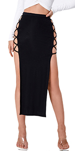 Crisscross Strappy Bodycon Long Skirt