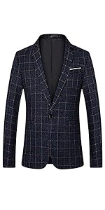 men''s classic slim fit plaid sport coat in black,blue