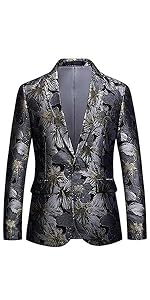 men''s stitchwork floral printed jacquard blazers 