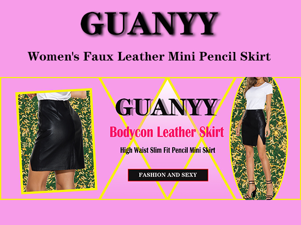 Women''s Faux Leather Skirt 1