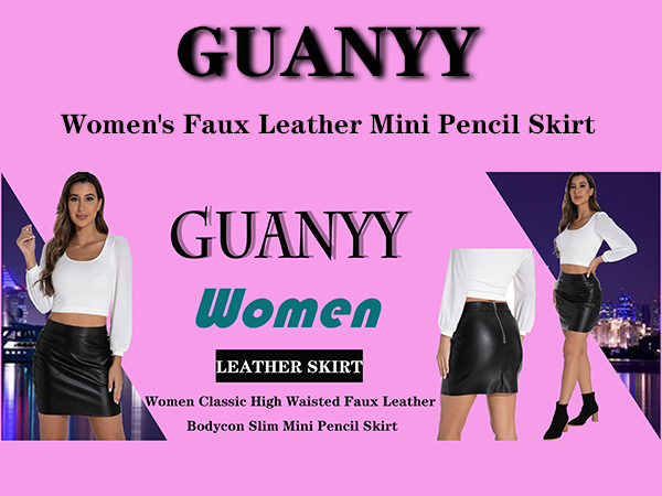 Womens Fuax Leather Skirt