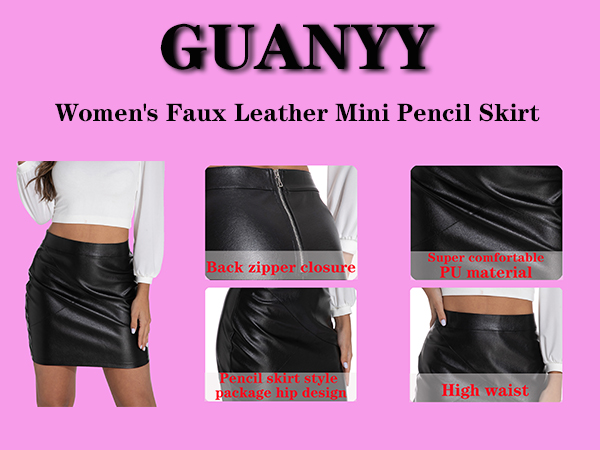 Women''s Faux Leather Skirt 3