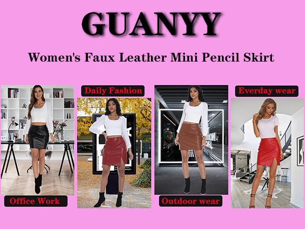 Women''s Faux Leather Skirt 4