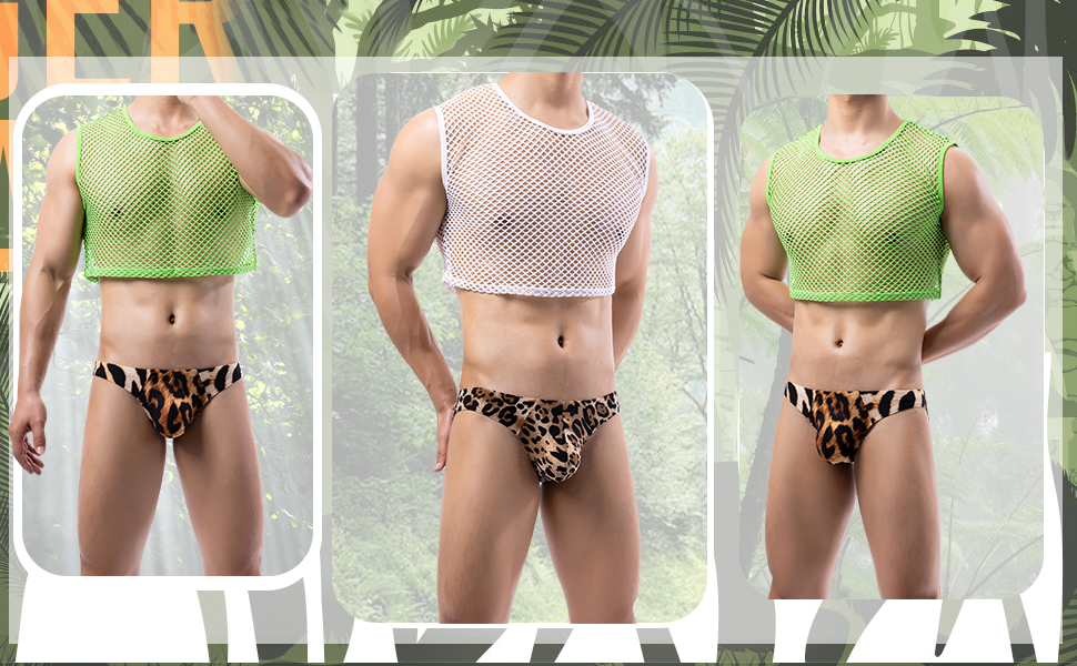 DTODWW Men''s Leopard Thong Underwear Low Rise G-String Men Lingerie Sexy Bikini Briefs
