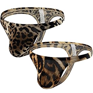 DTODWW Men''s Leopard Thong Underwear Low Rise G-String Men Lingerie Sexy Bikini Briefs