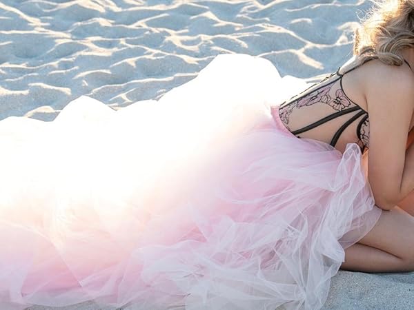 WDPL Wedding Planning Women''s Long Maxi Tulle Special Occasion Bustle Night Out Skirt