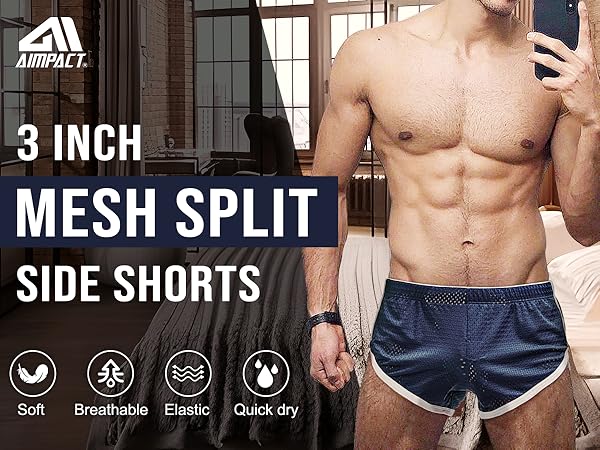  AIMPACT Mens Mesh Booty Shorts 3 Inch Sexy Smooth Lounge Active Shorts Ranger Panties…