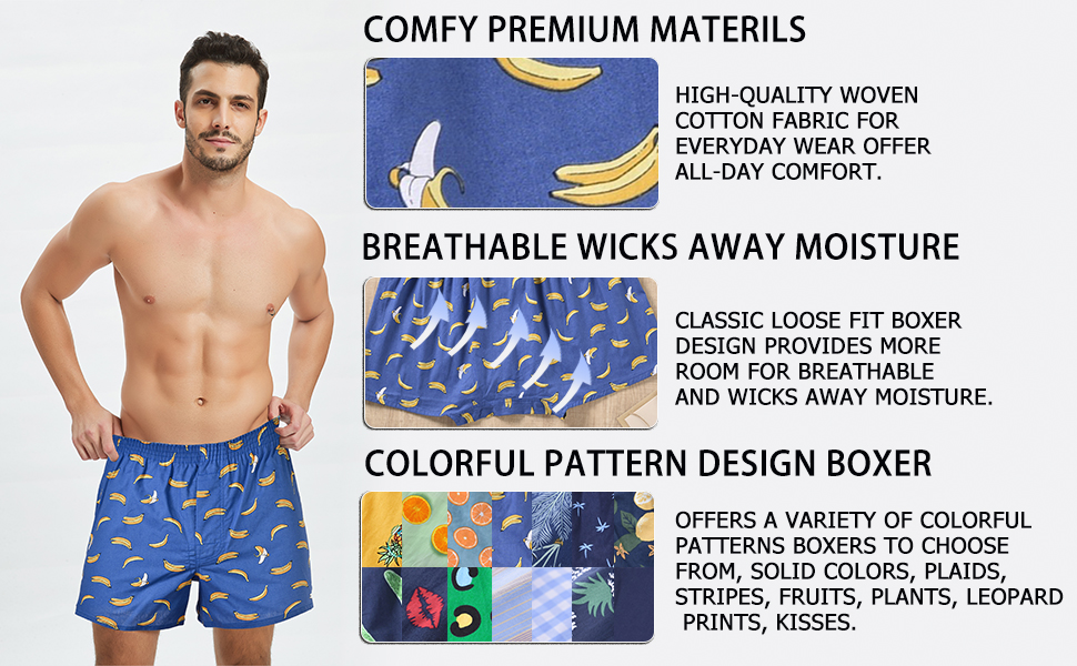 comfy breathable colorful funny banana boxer