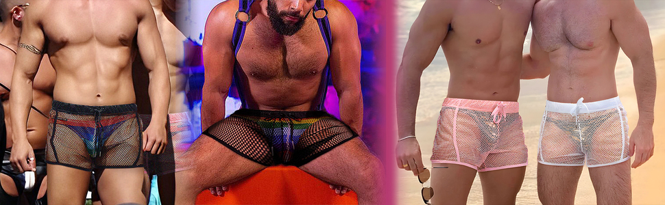 men see throught shorts, mens sexy shorts, mens mesh shorts