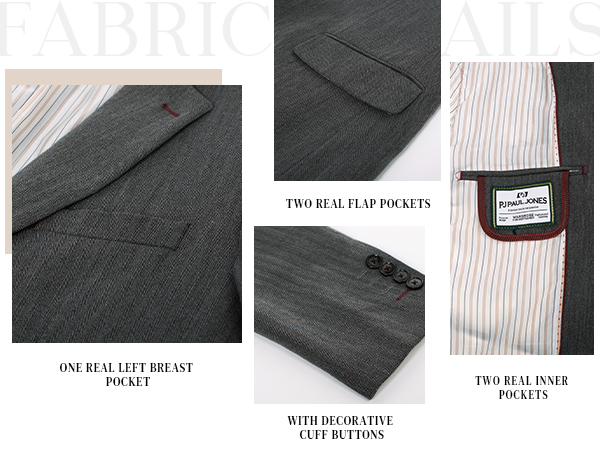 PJ PAUL JONES Mens Blazer Jacket Casual Herringbone Suit Jacket 2 Buttons Sports Coats for Wedding