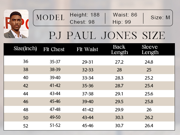 PJ PAUL JONES Mens Blazer Jacket Casual Herringbone Suit Jacket 2 Buttons Sports Coats for Wedding