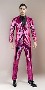 Nawgut Sequin Blazer Metallic Suit