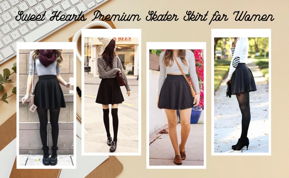 Sweet hearts cute mini skirt black red outdoor skater heels stylish fashion casual flare made in usa