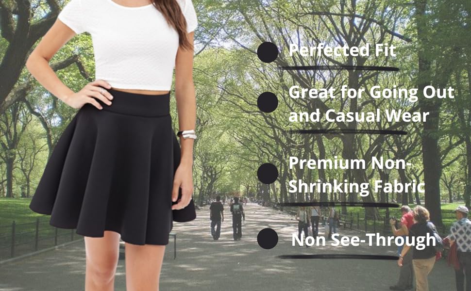 Sweet Hearts cute skater skirt women black non see-through great fit going out casual made in usa