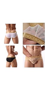 Half Transparent Sexy Men Ice Silk Briefs Mesh Underwear Hip Lift 