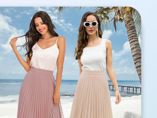 Chiffon Pleated Midi Skirt