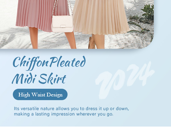 Chiffon Pleated Midi Skirt