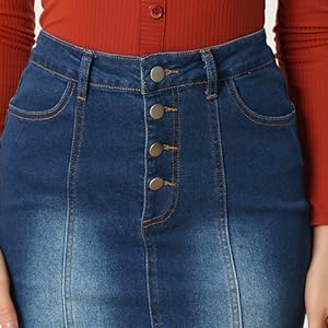 Allegra K Fishtail Maxi Denim Skirt for Women''s Distressed Skirt