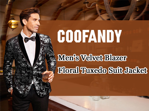 Men Tuxedo Dinner Jacket Floral Velvet Blazer