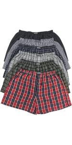 men''s pack of six loose fit plaid boxer shorts