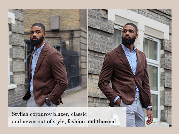 mens casual corduroy blazer warm notch lapels slim fit 2 button sports coat work to wear