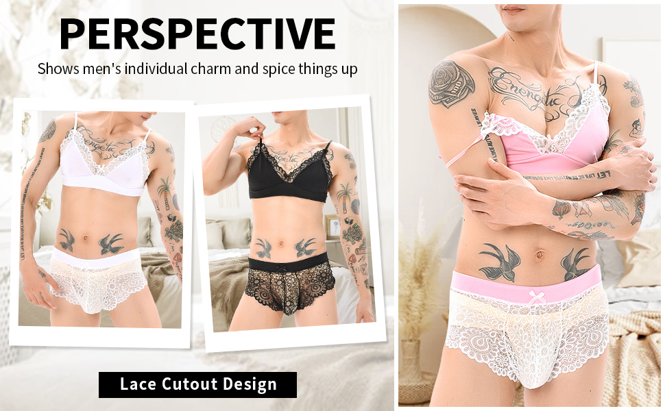 sissy lingerie set crossdressing men lace underwear bra panties