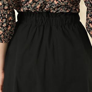 Allegra K Women''s Peasant Elastic Waist Ruffle Cotton A-Line Midi Skirt with Pockets